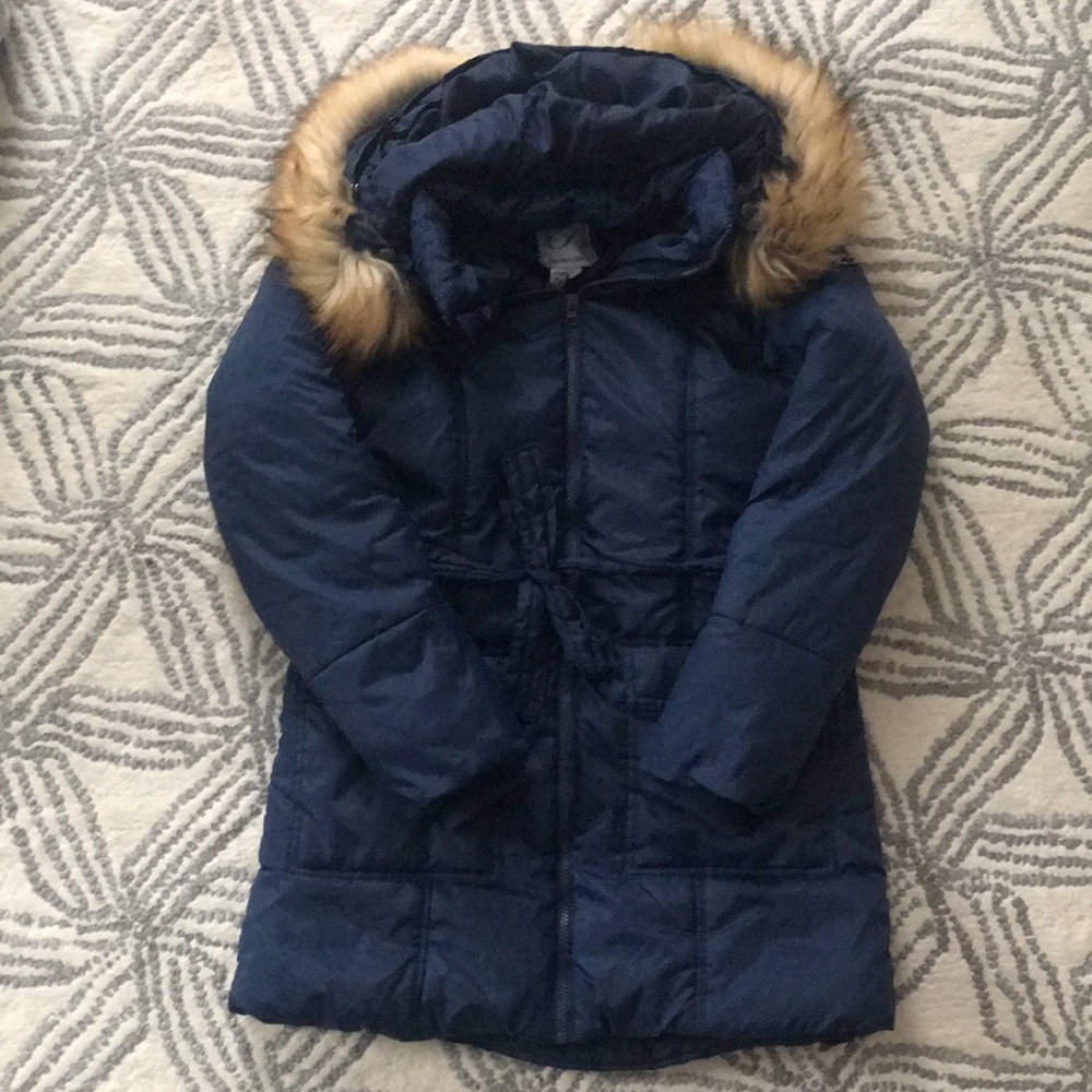 Modern Eternity navy maternity winter coat, size S